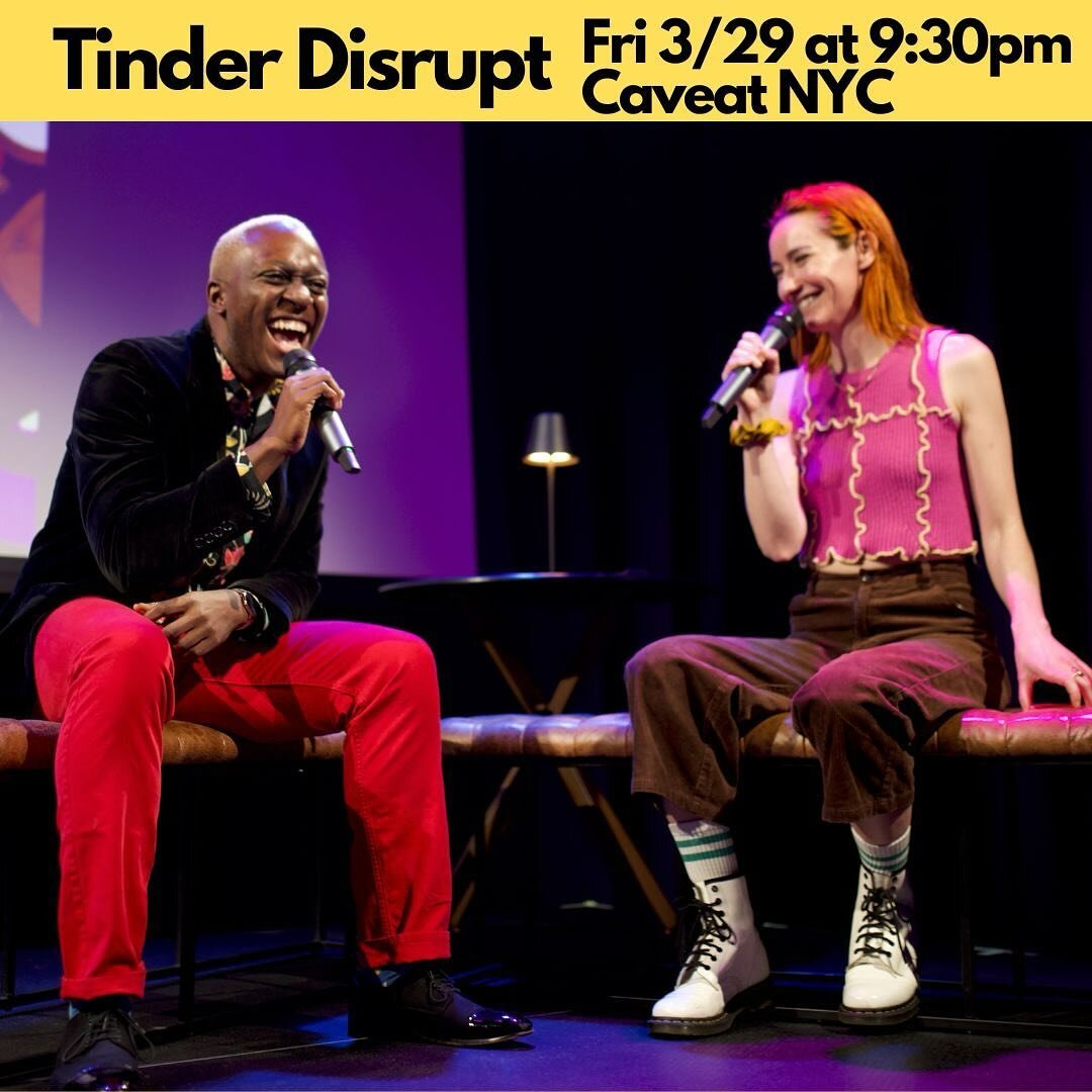 doin a manhattttan show for those who won't do a LDR with brooklynites. 
plus the popcorn at 
@caveatnyc is 🔥
on tinder disrupt, friends make powerpoint presentations to &quot;pitch&quot; their single or otherwise available friend. come to the sho